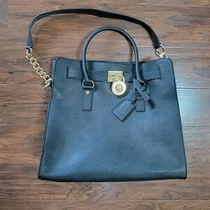 Michael Kors Designer Hamilton Large Tote Bag Purse Bag Black Like New